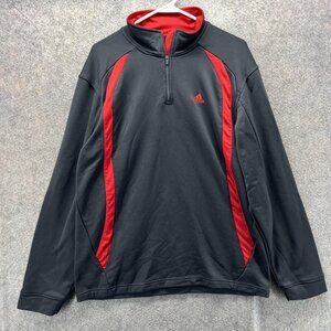 Adidas Pullover Mens Large Black Red 1/4 Zip Colorblock Athletic Training Top